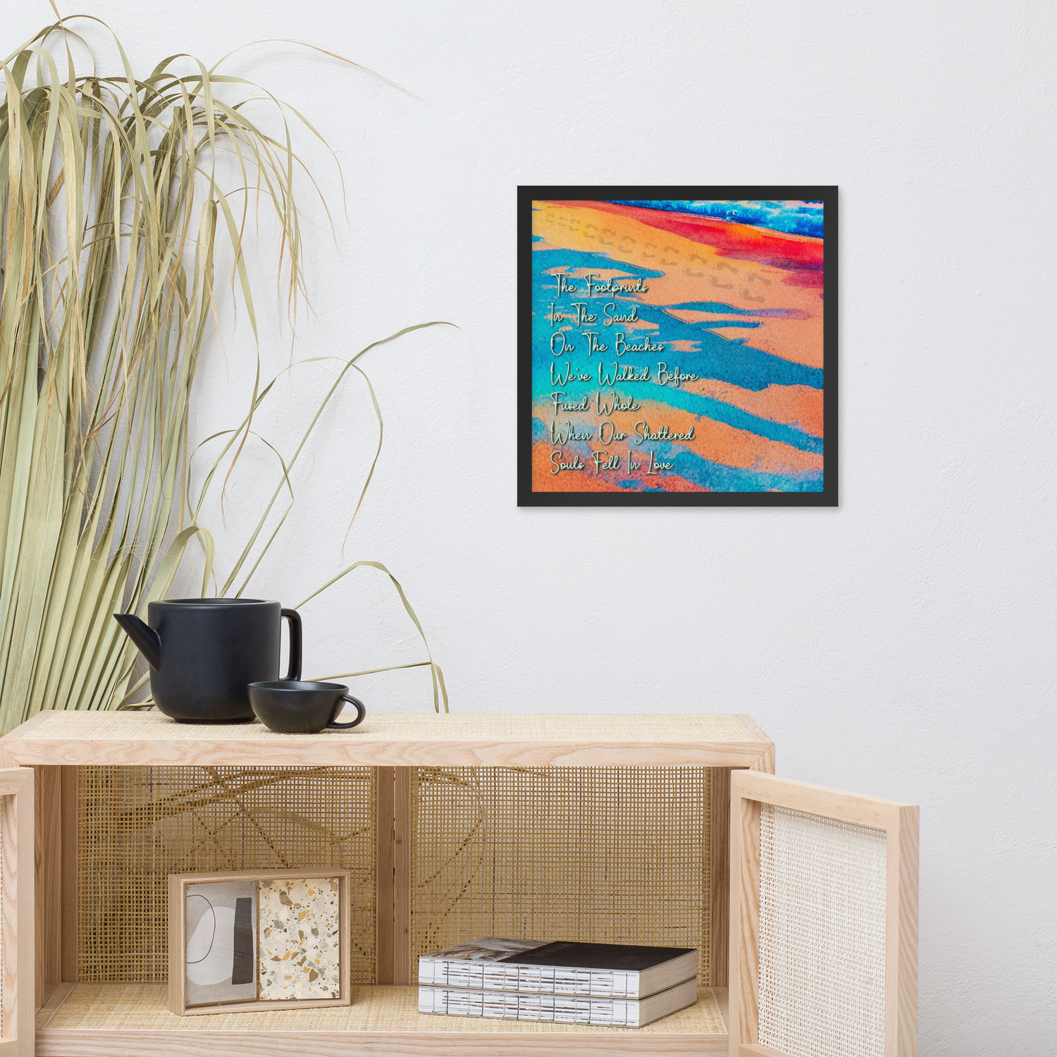 Framed Wall Art - Those Footprints In The Sand (Overlaid-Prose)