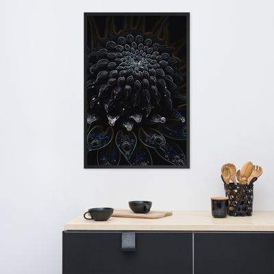 Framed Wall Art - Botanical Floral - Black Dahlia Drama