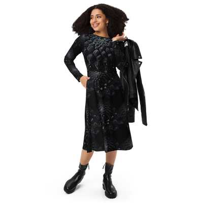 Dress Long sleeve midi - Black Dahlia Drama