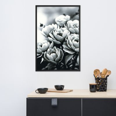 Framed Wall Art - Penciled Peonies
