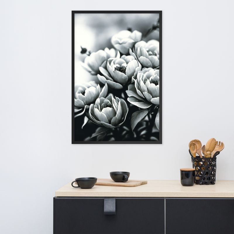 Framed Wall Art - Penciled Peonies
