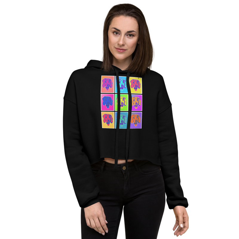 Crop Hoodie - Dachshund Retro Pop Art