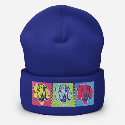 Cuffed Beanie - Dachshund Retro Pop Art