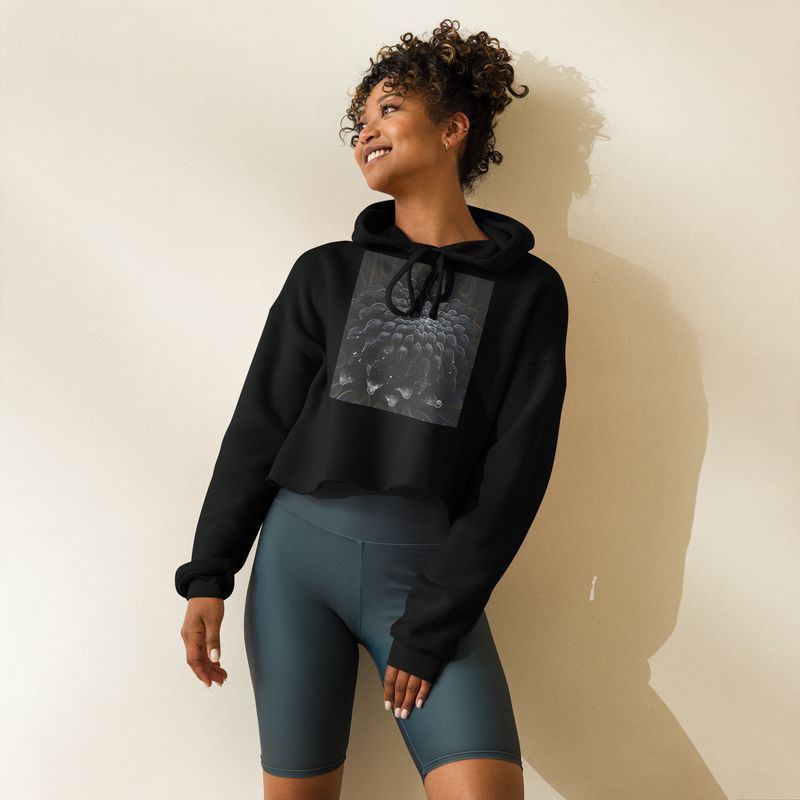 Crop Hoodie - Black Dahlia Drama