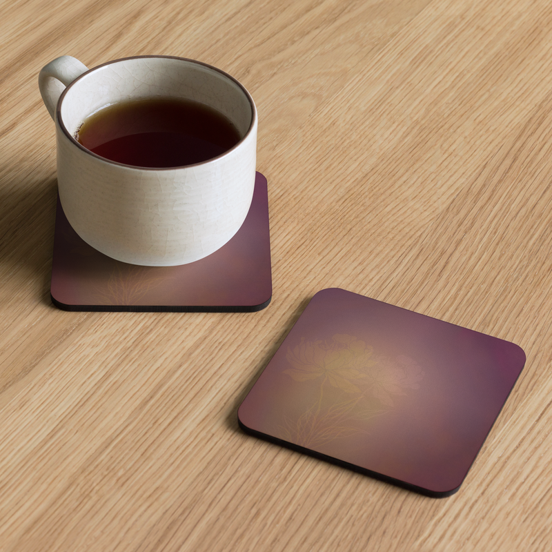 Cork-back coaster - Peachy Keen Peonies