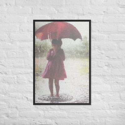 Framed Wall Art - Little Girl Broken Umbrella