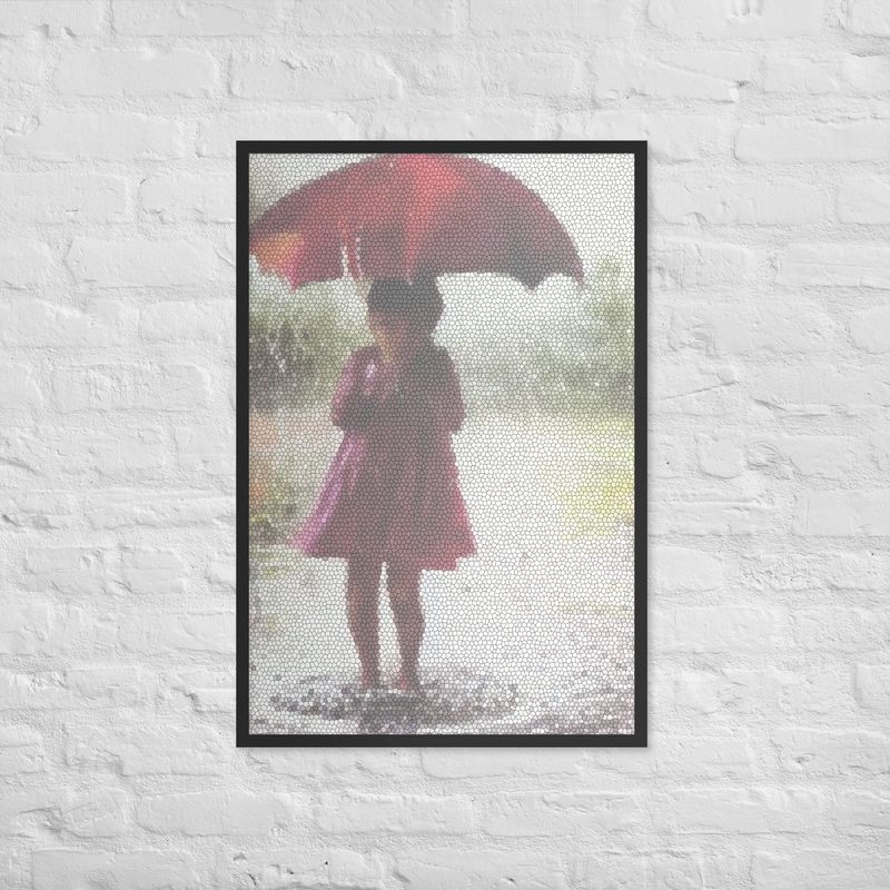 Framed Wall Art - Little Girl Broken Umbrella