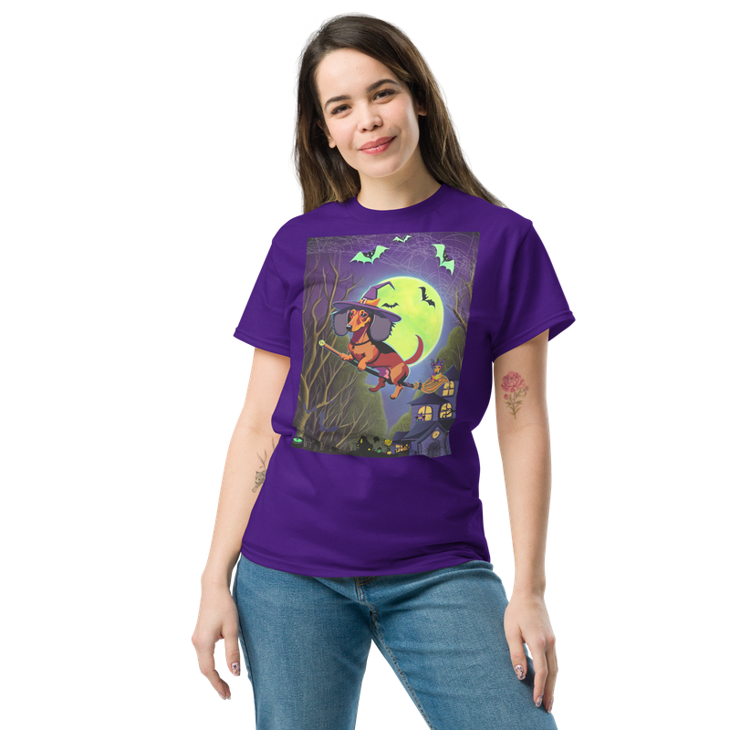 Unisex classic tee - Dachshund Halloween: a Halloweenie!