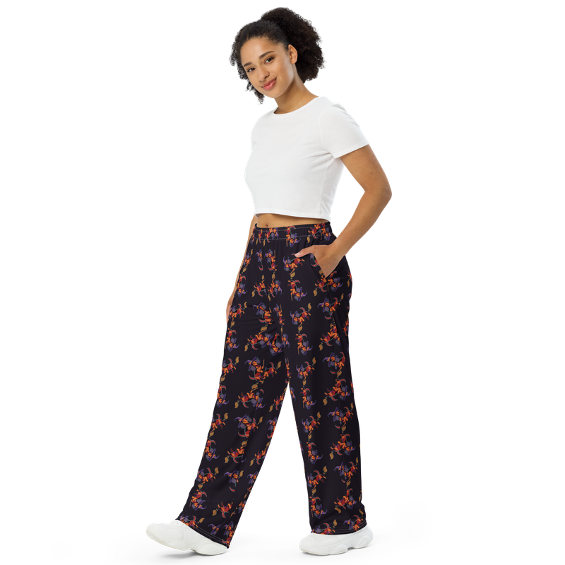 Unisex wide-leg pants - Dachshund Halloweenie Witch