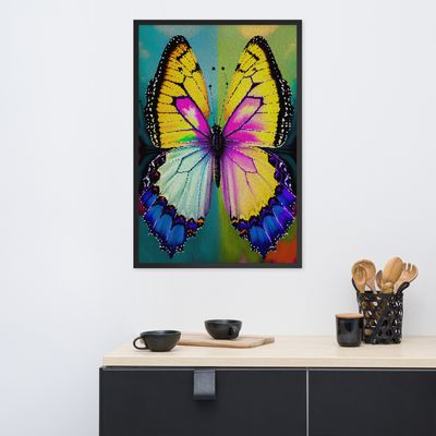 Framed Wall Art - Butterfly Hanging