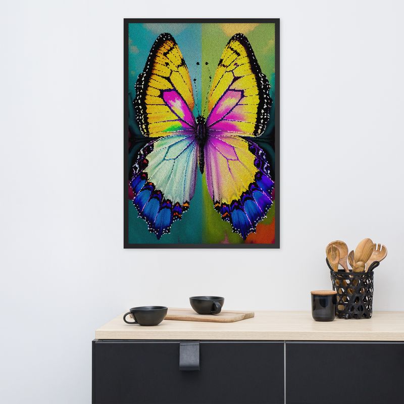 Framed Wall Art - Butterfly Hanging