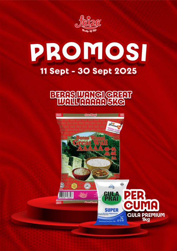 PROMO BERAS GREAT WALL 5KG PERCUMA GULA 1KG