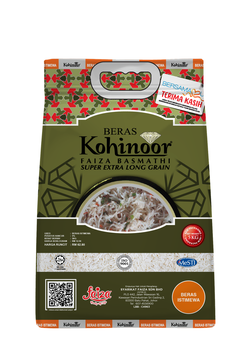 Beras Kohinoor Faiza Basmathi 5kg Beras Kohinoor Faiza Basmathi 5kg
