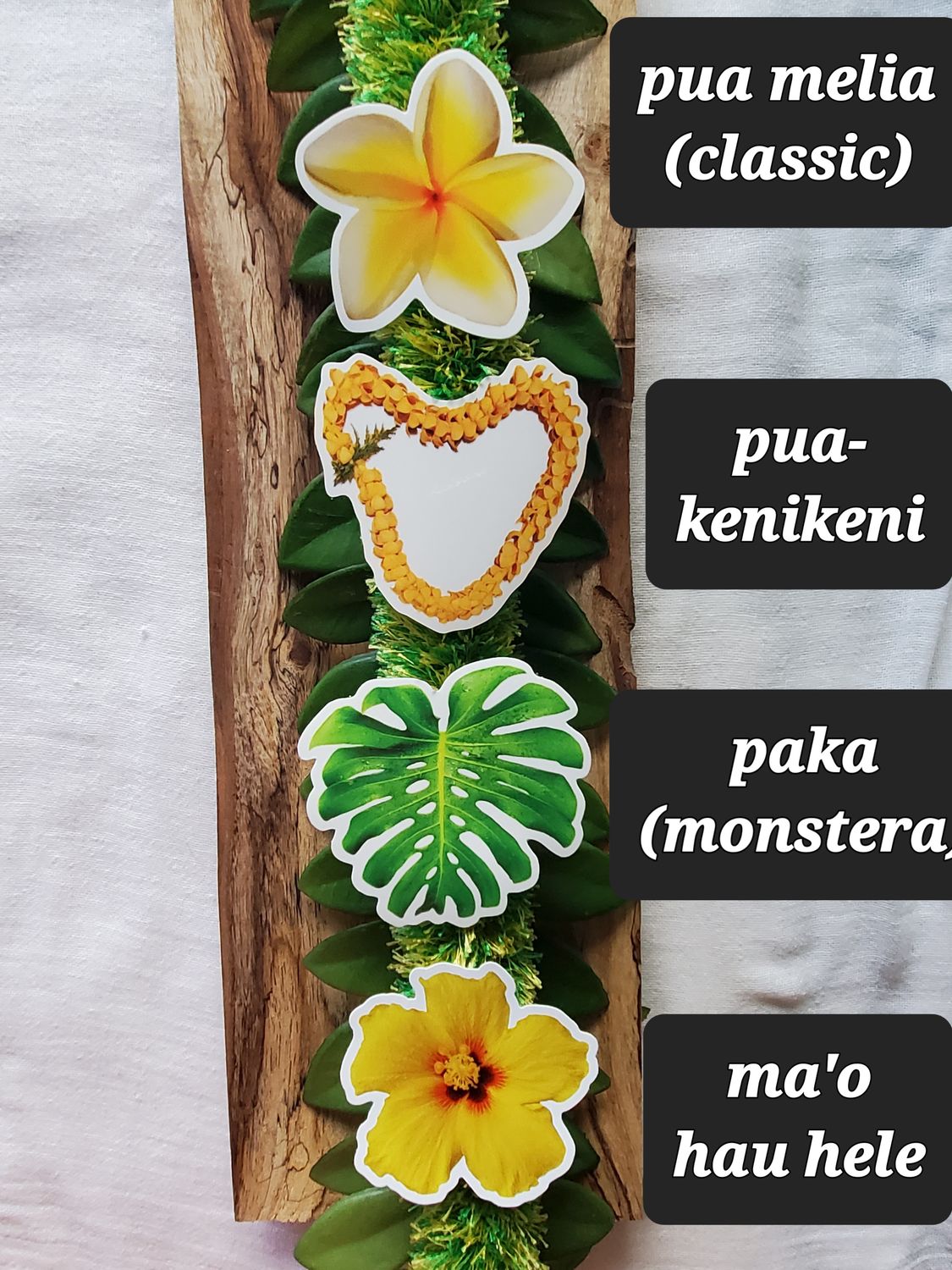 Puakenikeni Heart shaped Lei - Clear Sticker