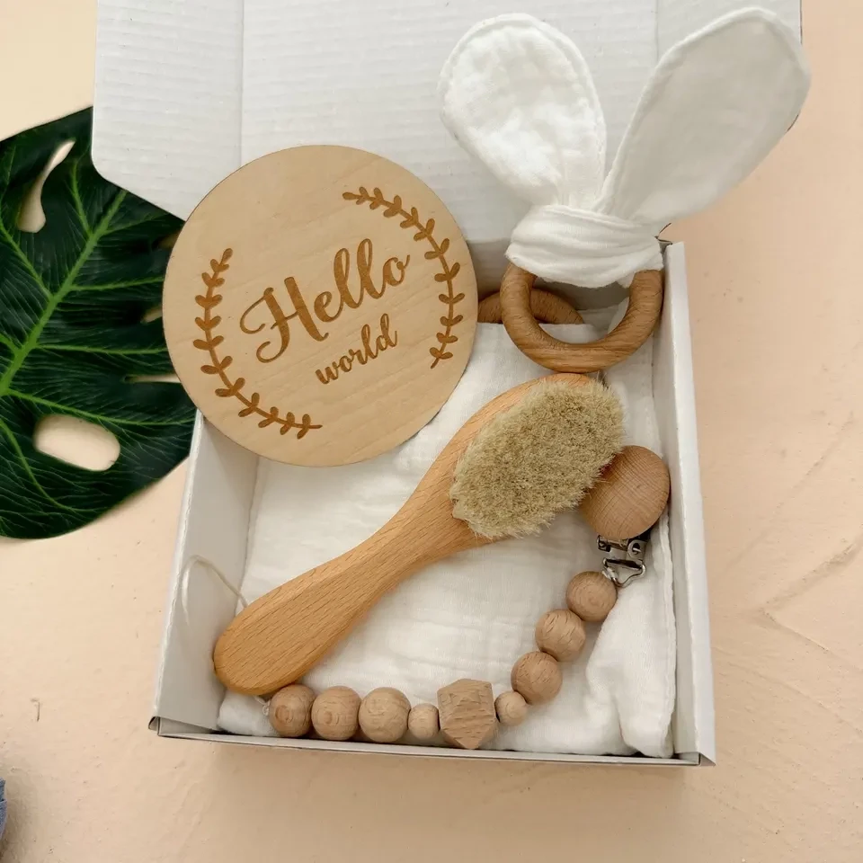 Birth box in wood and cotton for babies - 5 pieces