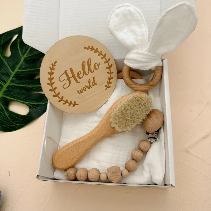 Birth box in wood and cotton for babies - 5 pieces