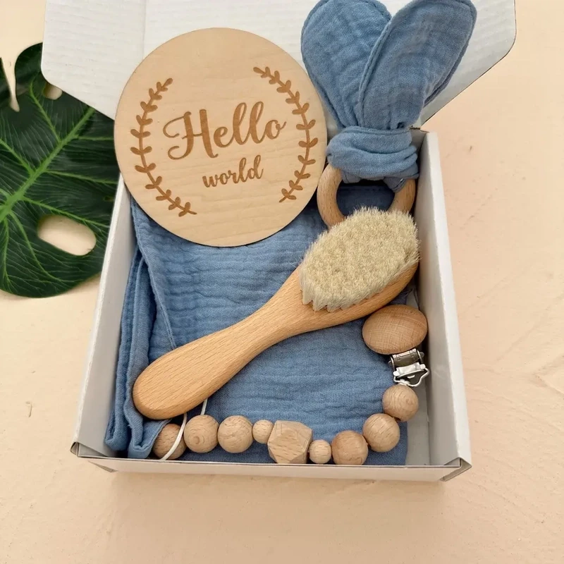 Birth box in wood and cotton for babies - 5 pieces