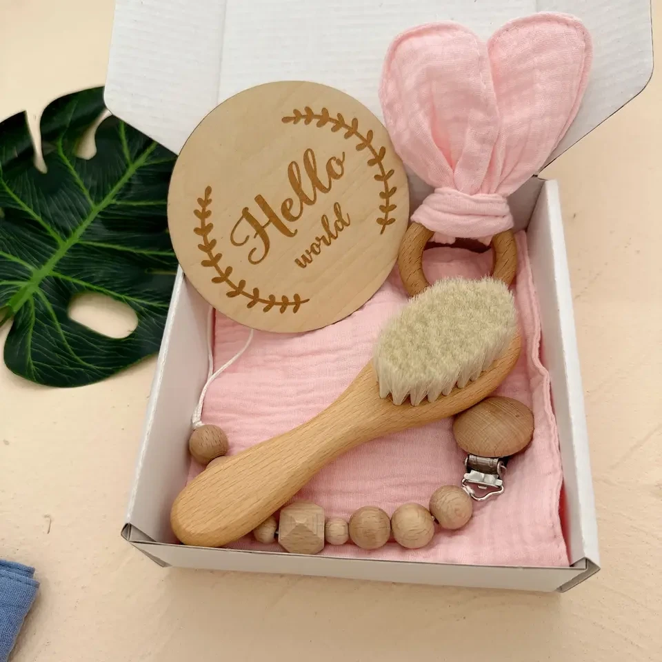 Birth box in wood and cotton for babies - 5 pieces