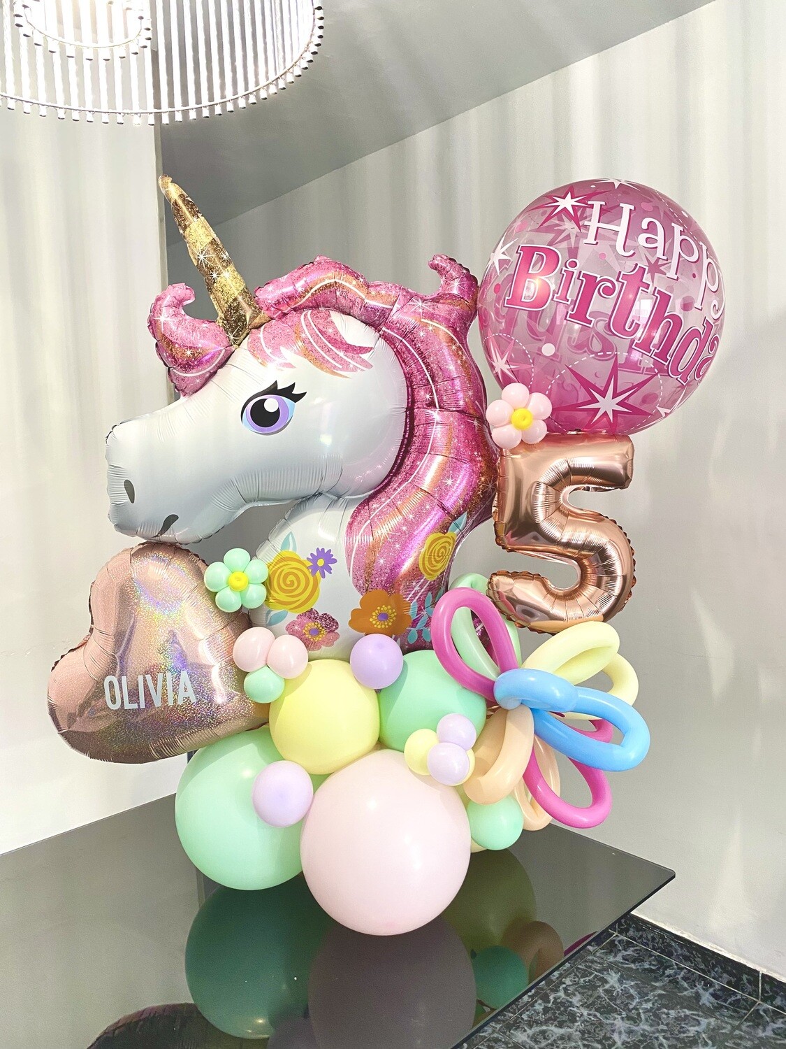 Arreglo de globos-Bouquet unicornio