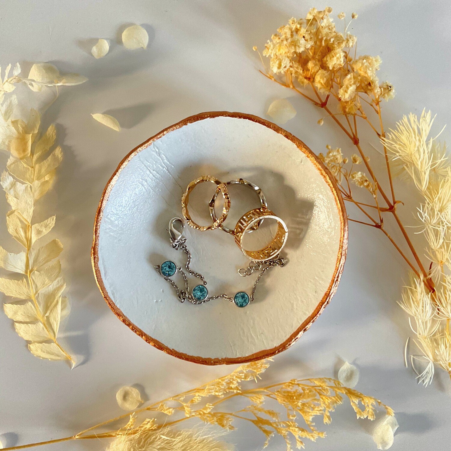 Jewellery Clay Dish - Gold Rimmed