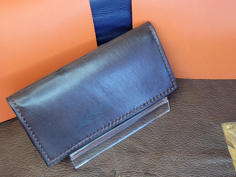 Leather Wallets, Multi-Use Tan and Dark Brown with zipper