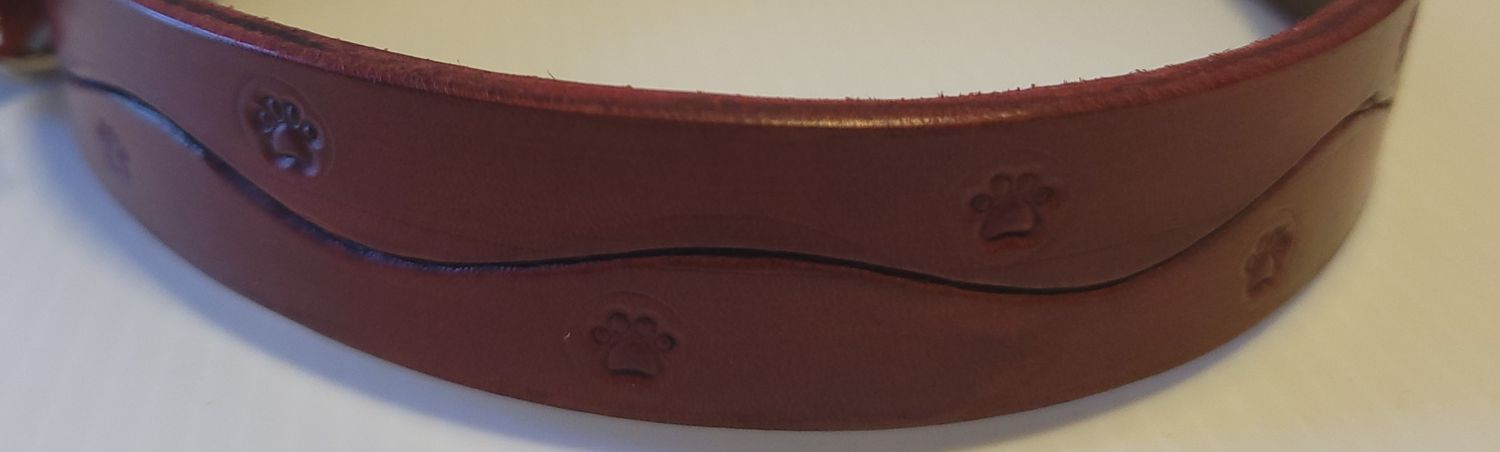 Hand-Tooled Leather Dog Collars, Large Dog, X-Large Dogs, Paw Prints