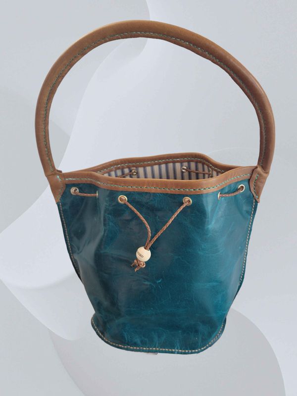 Handcrafted Leather Bucket Bag, Shoulder Bag, Hand Bag featuring Tropical Tide Leather - Lined