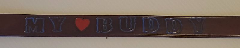 Hand-Tooled Leather Dog Collars, Large Dog, X-Large Dogs, "My Buddy " stamped.