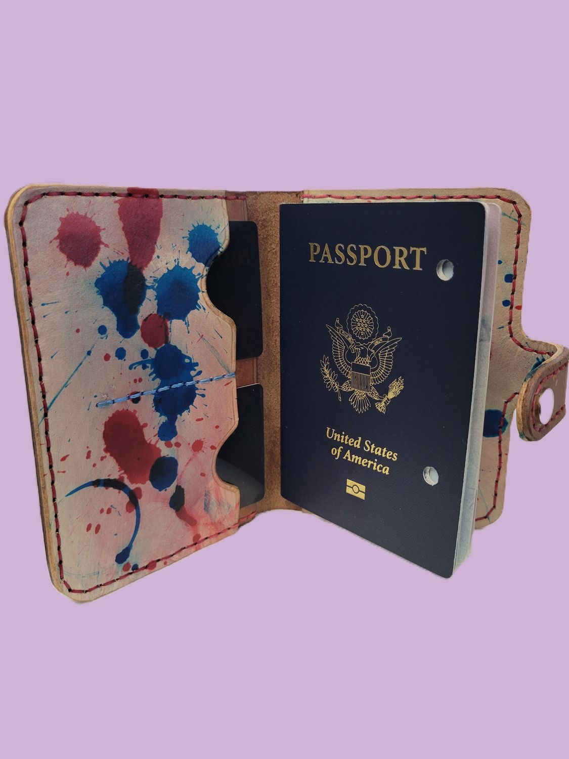 Handmade Multicolored Leather Passport Holder/Wallet, Travel Cardholder, Great Gift Idea.