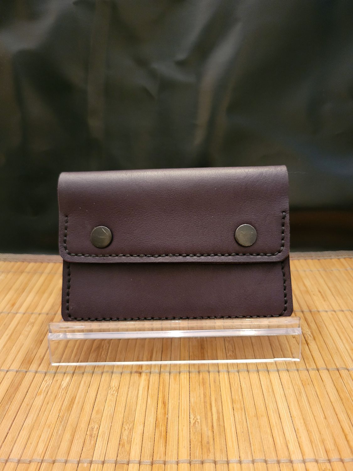 Handcrafted Leather Black and Purple Wallet