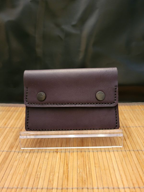 Handcrafted Leather Black and Purple Wallet