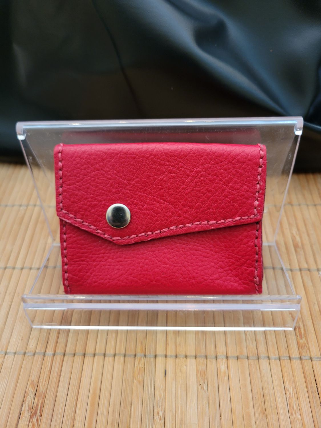Handcrafted Leather Small Wallet/Card Holder, Red