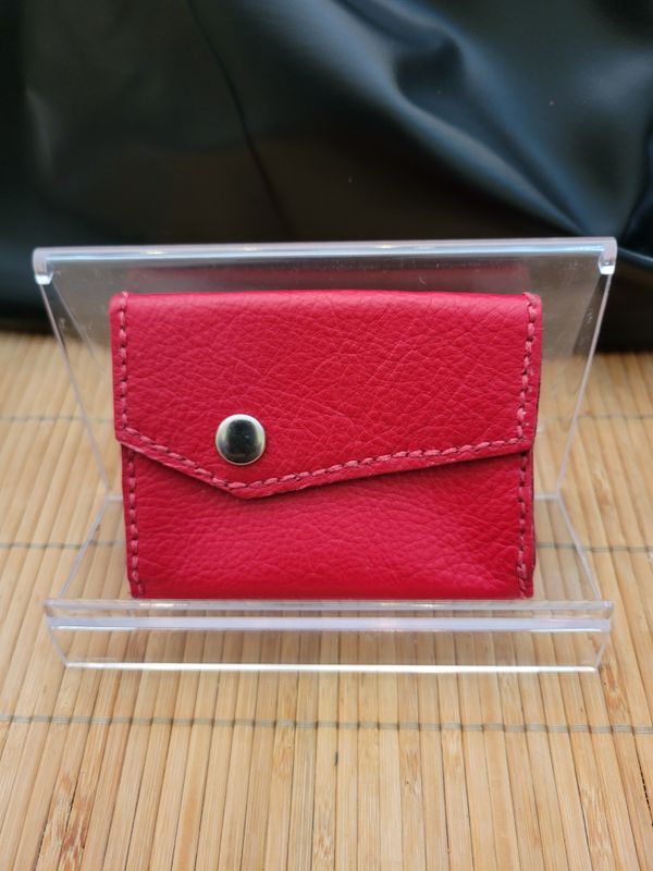 Handcrafted Leather Small Wallet/Card Holder, Red