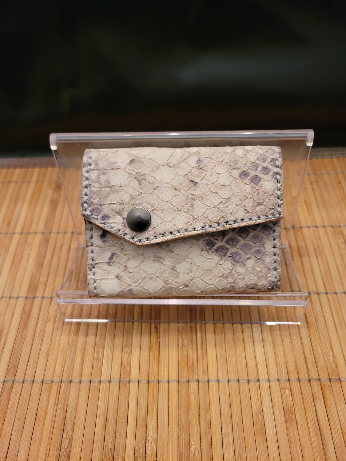 Handcrafted Leather Small Wallet/Card Holder, Python Embossed, Multi-colored