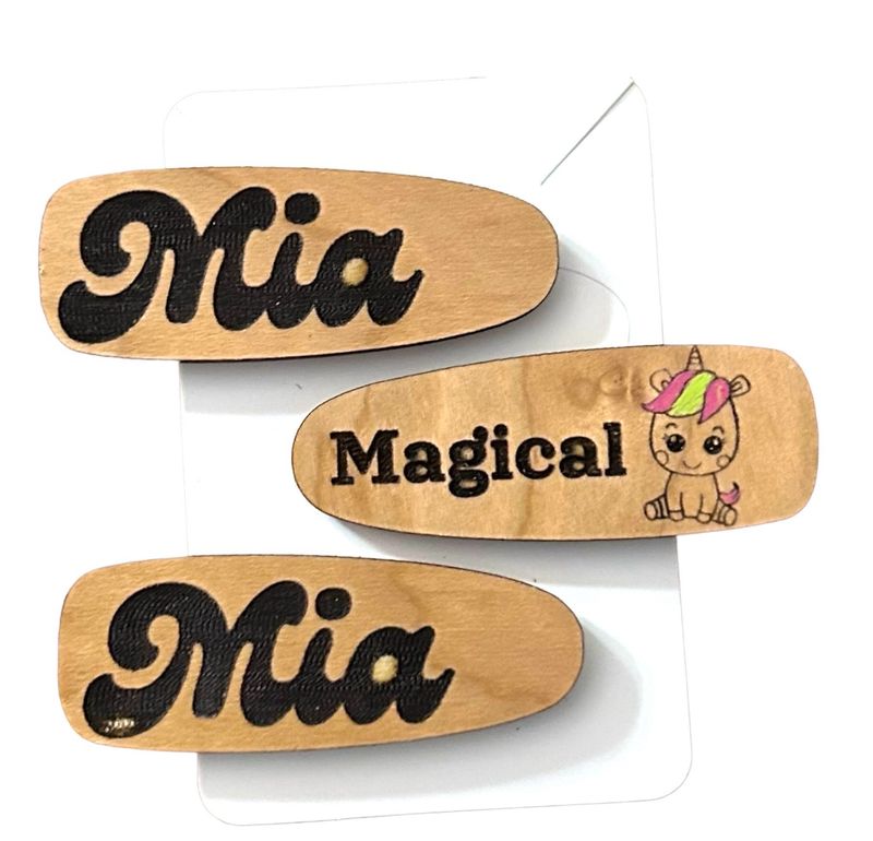 Personalized Wood Barrettes