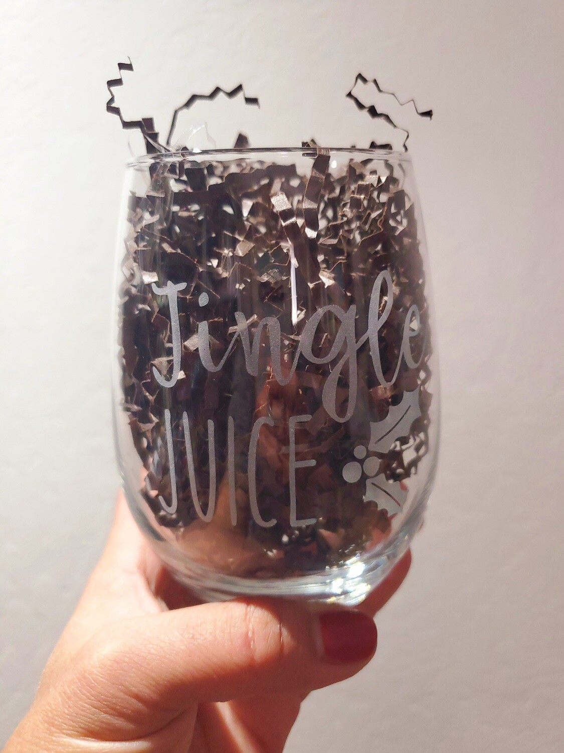Jingle Juice Etched Glasses, Glass Style: Wine Glass