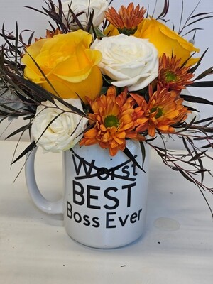 Boss&#39; Day Coffee Mug Floral Arrangement - Custom Design