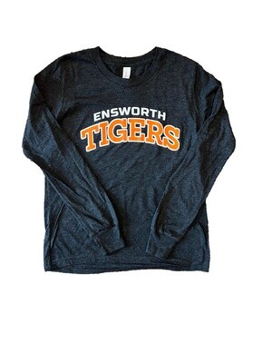 Bella Canvas Youth Long Sleeve Charcoal T-Shirt/ Ensworth Tigers