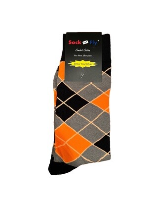 Orange Argyle Socks/Adult One-Size