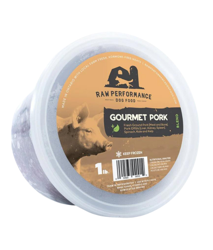 Raw Performance Gourmet Pork Raw Dog Food 1 lb, 2 lb, 4 lb