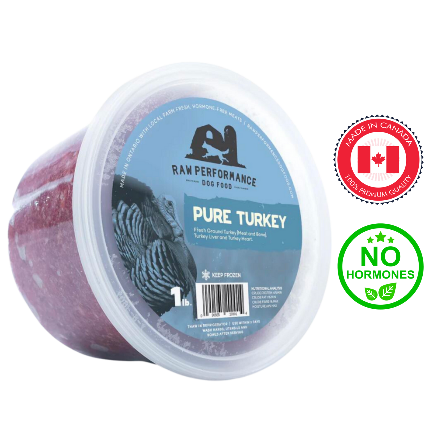 Raw Performance Pure Turkey Raw Dog Food 1 lb, 2 lb, 4 lb