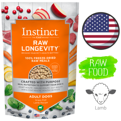 Instinct Raw Longevity Freeze Dried Raw Meals Adult Lamb Dog Food 9.5 Oz