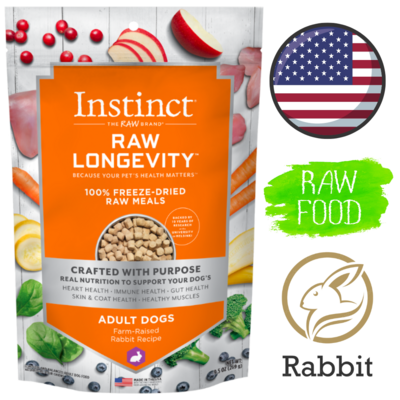 Instinct Raw Longevity Freeze Dried Raw Meals Adult Rabbit Dog Food 9.5 Oz