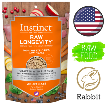 Instinct Raw Freeze Dried Raw Meals Adult Rabbit Cat Food 9.5 Oz