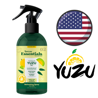 TropiClean Essentials Yuzu Fruit & Melon Deodorizing Dog Spray 8 Oz