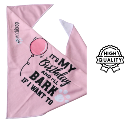 Dexypaws Birthday Bandana "It'S My Birthday I'Ll Bark If I Want To" Pink