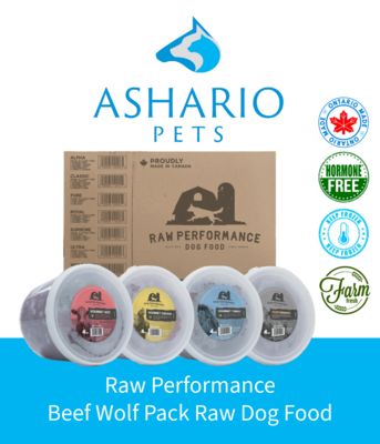 Elevate your dog&#39;s diet with Raw Performance&#39;s Beef Wolf Pack Raw Dog Food, available at Ashario Pets Store. Crafted with care, this protein-packed blend provides essential nutrients, ensuring your furry friend thrives.