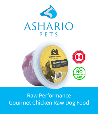 Elevate your dog&#39;s diet with Raw Performance Gourmet Chicken Raw Dog Food from Ashario Pets. This premium blend is rich in protein and essential nutrients, promoting optimal health and vitality. Find it at our North York store or order online for convenient delivery.