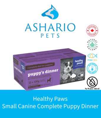 Give your puppy the best start with Healthy Paws Small Canine Complete Puppy Dinner from Ashario Pets Store. Crafted with care, this nutritious meal ensures optimal growth and vitality.