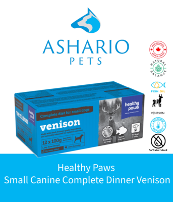 Elevate your dog&#39;s mealtime with Healthy Paws Small Canine Complete Dinner Venison from Ashario Pets Store. Packed with premium ingredients, it&#39;s a delicious and nutritious choice for your pet.